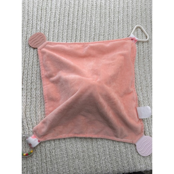 Modern Baby Pink Elephant Lovey Security Blanket Teether Rattle Plush Toy - Picture 8 of 12